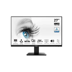 MSI Pro MP273A 27‑inch IPS monitor, Full HD 1920×1080, 100 Hz refresh, 1 ms response — ideal for work and media.